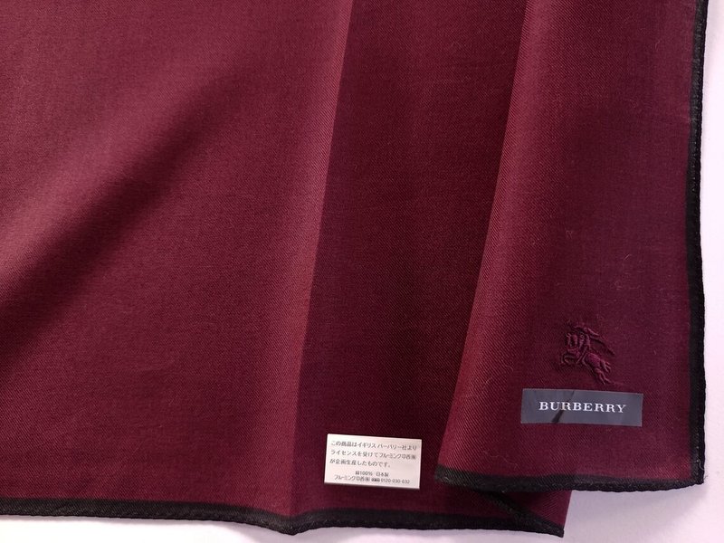 Burberry Vintage Handkerchief Pocket Square Red Burgundy 20 x 20 inches - 手帕 - 棉．麻 紅色
