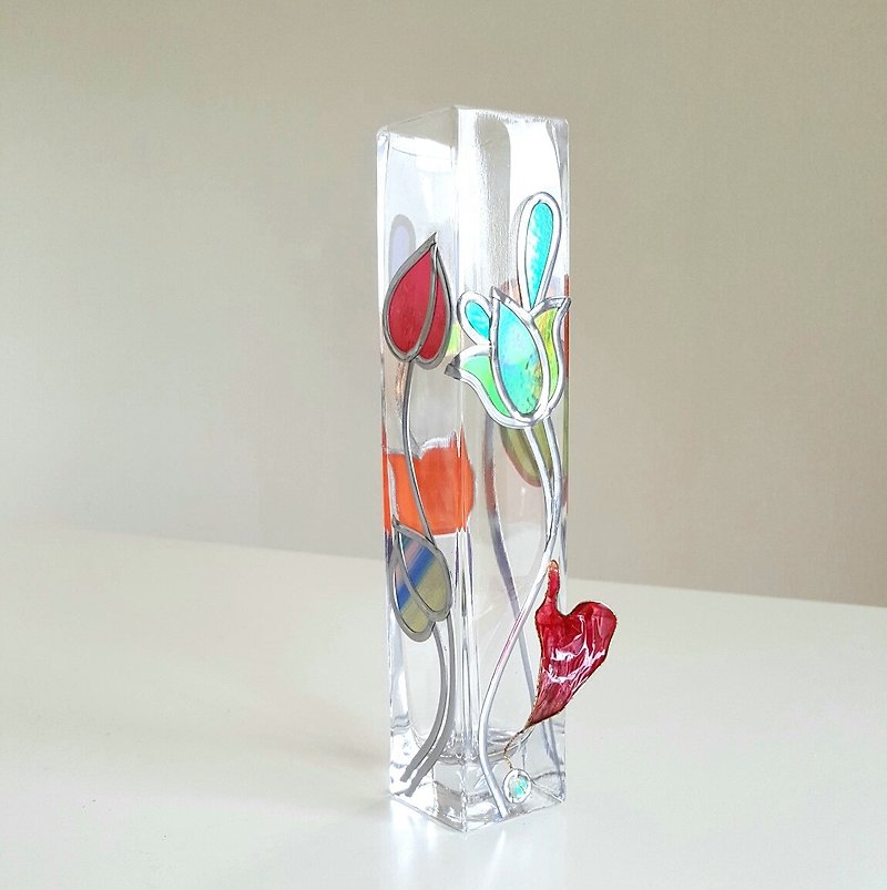 Glass Art Square Vase TinkerBell Pop - 観葉植物 - ガラス 多色