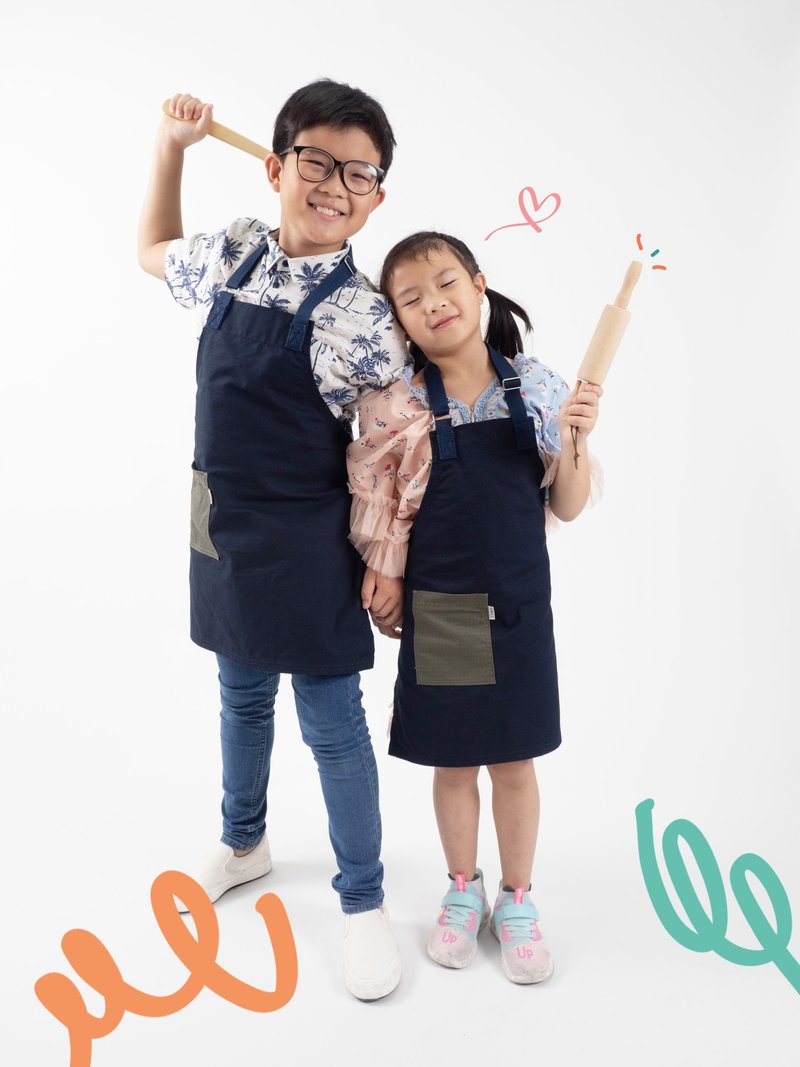 Pebble Kids Apron (Fern Green) 嬰兒圍裙 - 圍裙 - 棉．麻 藍色