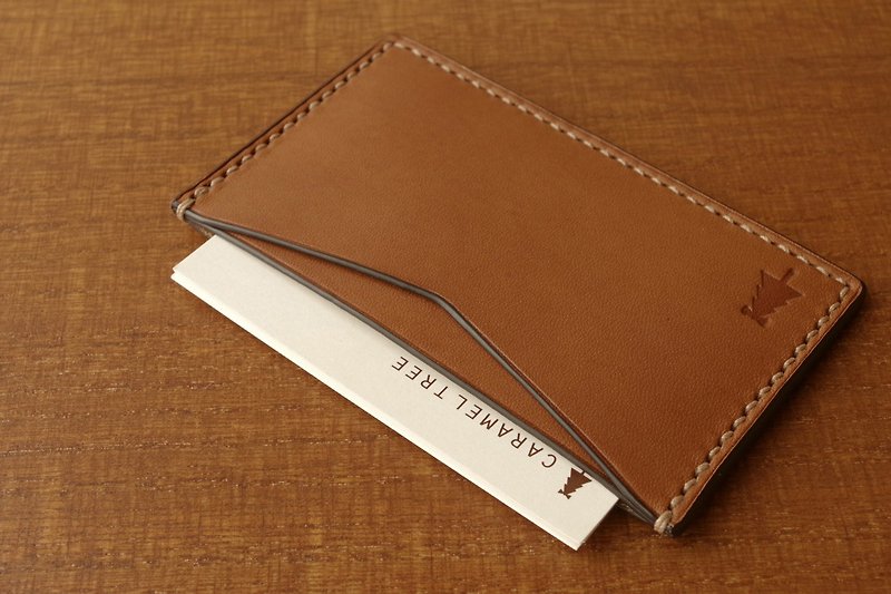 [Made to order] Business Card Case slim-type brown - ที่เก็บนามบัตร - หนังแท้ สีนำ้ตาล