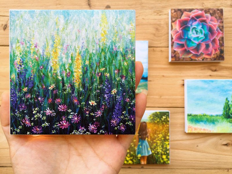 【Meadow】-Limited Edition Small Canvas Print.  Summer Flower Field Landscape. - Posters - Cotton & Hemp 