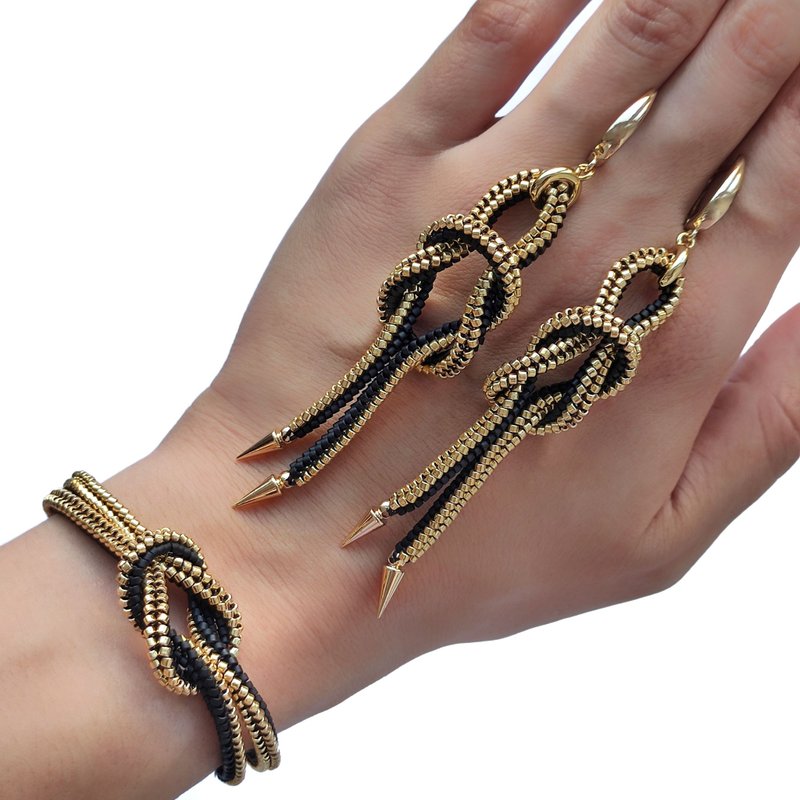 PDF tutorial -Beaded Knot earrings and bracelet 2-in-1 - Logo 設計/圖案設計 - 其他材質 