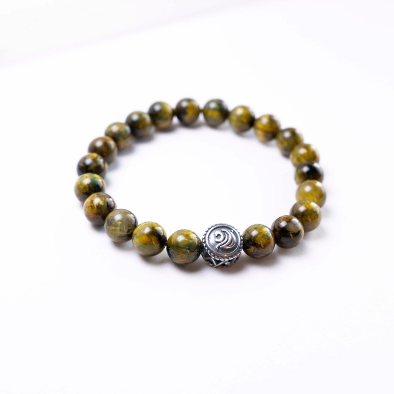 Gold Peter Stone Sterling Silver 8.5MM Natural Stone Bracelet I Positive Wealth and Career Courage I - Bracelets - Crystal Yellow