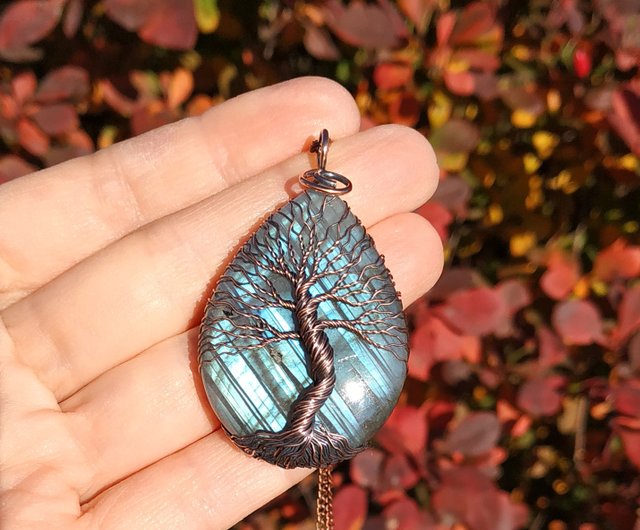 ON SALE Labradorite Copper Wire Wrapped Pendant | Christmas Valentine’s Anniversary Gift For Her or Him| 2024 Copper Wire Waving Gemstone Pendant