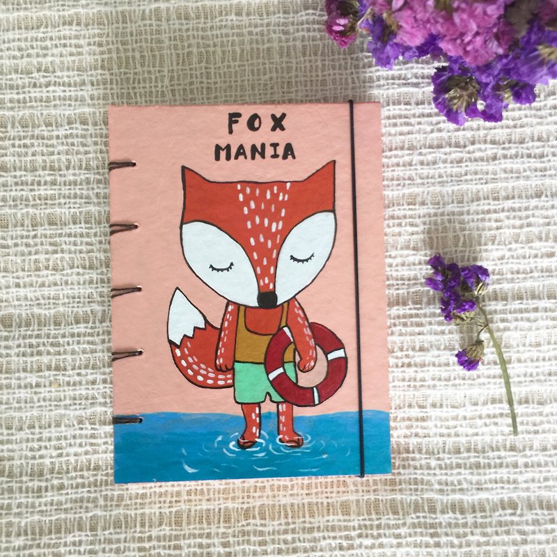 Fox  Notebook Paintingnotebook Handmadenotebook Diary Journal  筆記本 - 筆記簿/手帳 - 紙 粉紅色