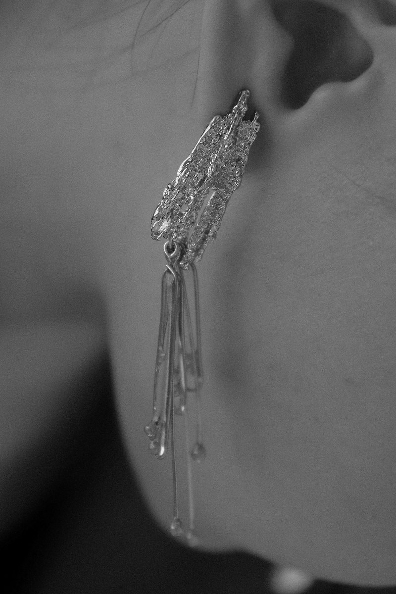 2021 lunar surface earrings / ear acupuncture Clip-On Clip-On earrings resin 925 Silver fashion Christmas - Earrings & Clip-ons - Resin Silver