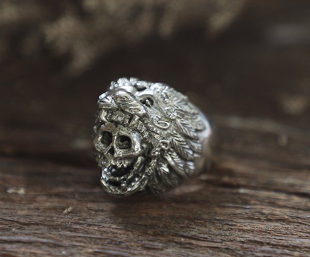 Aztec Jaguar Warrior Skull Ring – Wyvern's Hoard