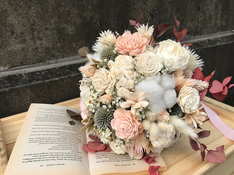 [Happy bouquet] dry flowers / bouquet / wedding bouquet / wedding bouquet / cotton / sun rose - Dried Flowers & Bouquets - Plants & Flowers Pink