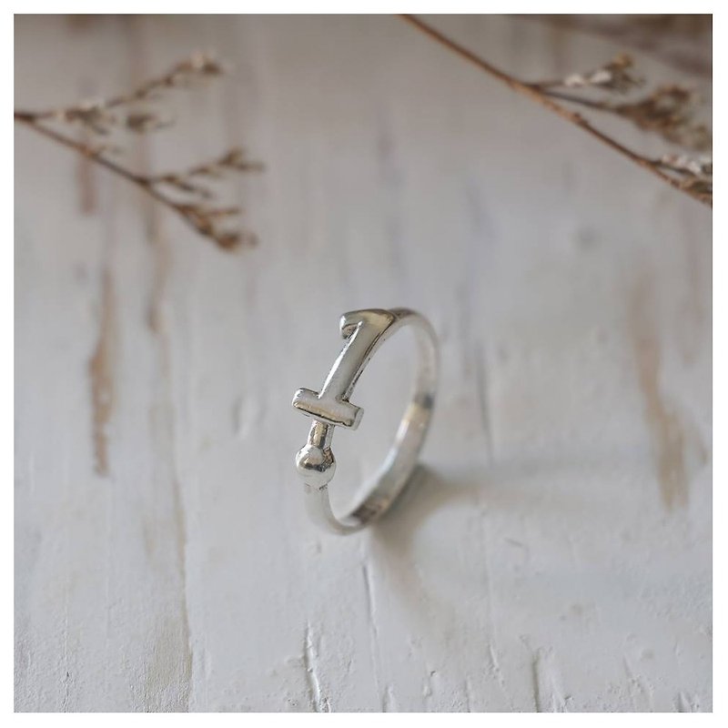 Number 1 one Minimal ring Smooth handmade lady women Girl silver thin modern  - General Rings - Other Metals Silver