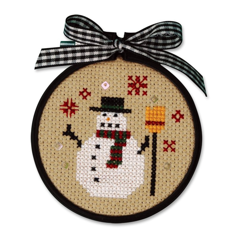 Snowman 3Stitching hoop Cross Stitch Kit | Xiu Crafts - เย็บปัก/ถักทอ/ใยขนแกะ - งานปัก หลากหลายสี