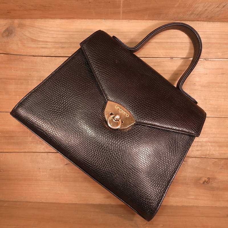 [Bones] ungaro black leather handbag VINTAGE - Handbags & Totes - Genuine Leather Black