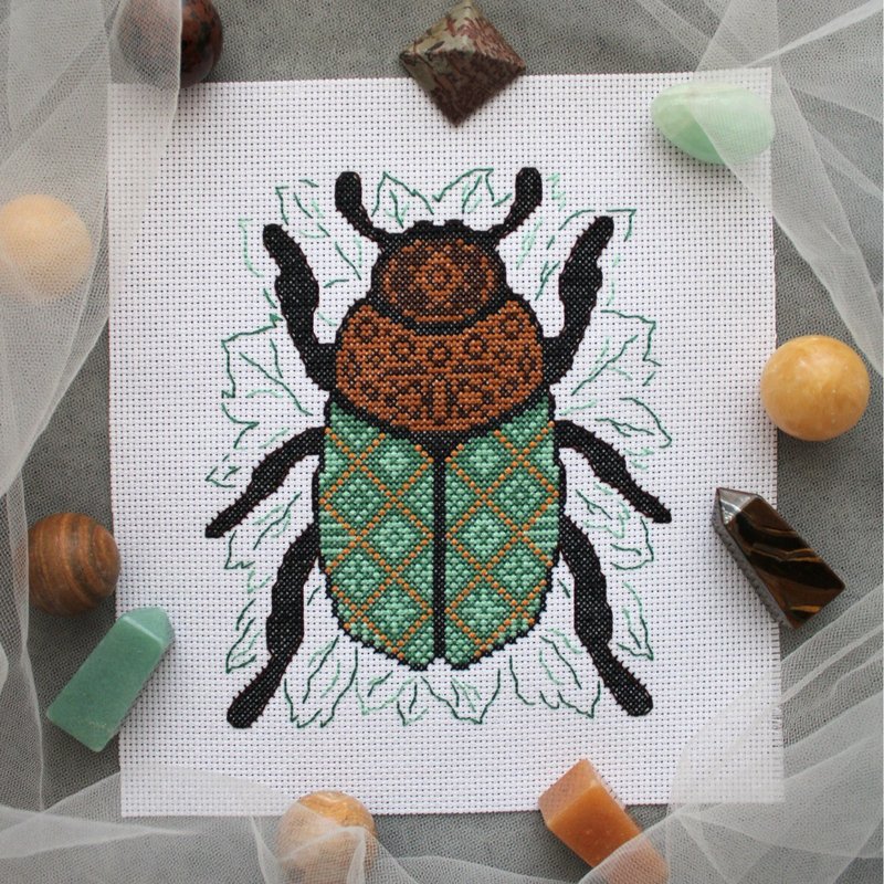 Cross stitch pattern Beetle, cross stitch pattern PDF - Logo 設計/圖案設計 - 其他材質 