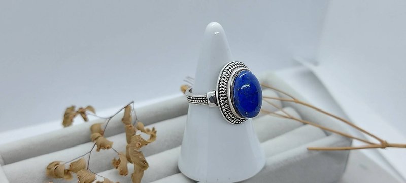 天然青金石戒飾-S925純銀 - 戒指 - 寶石 藍色