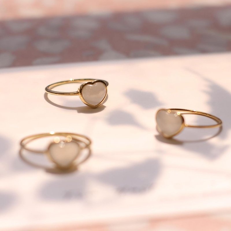 14k gold white heart jade grandma ring - แหวนทั่วไป - หยก ขาว