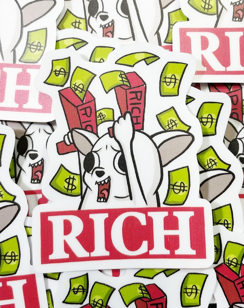 炫富吉娃娃 吉娃娃 貼紙  霧面 厚磅 超耐磨貼紙 防刮 防水貼紙 - 貼紙 - 紙 白色