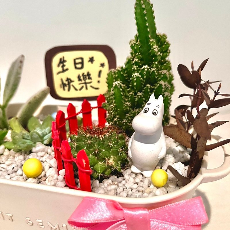 Muumi Moomins succulent group pot micro landscape potted succulent potted plant gift Muumi - ตกแต่งต้นไม้ - พืช/ดอกไม้ สีเขียว