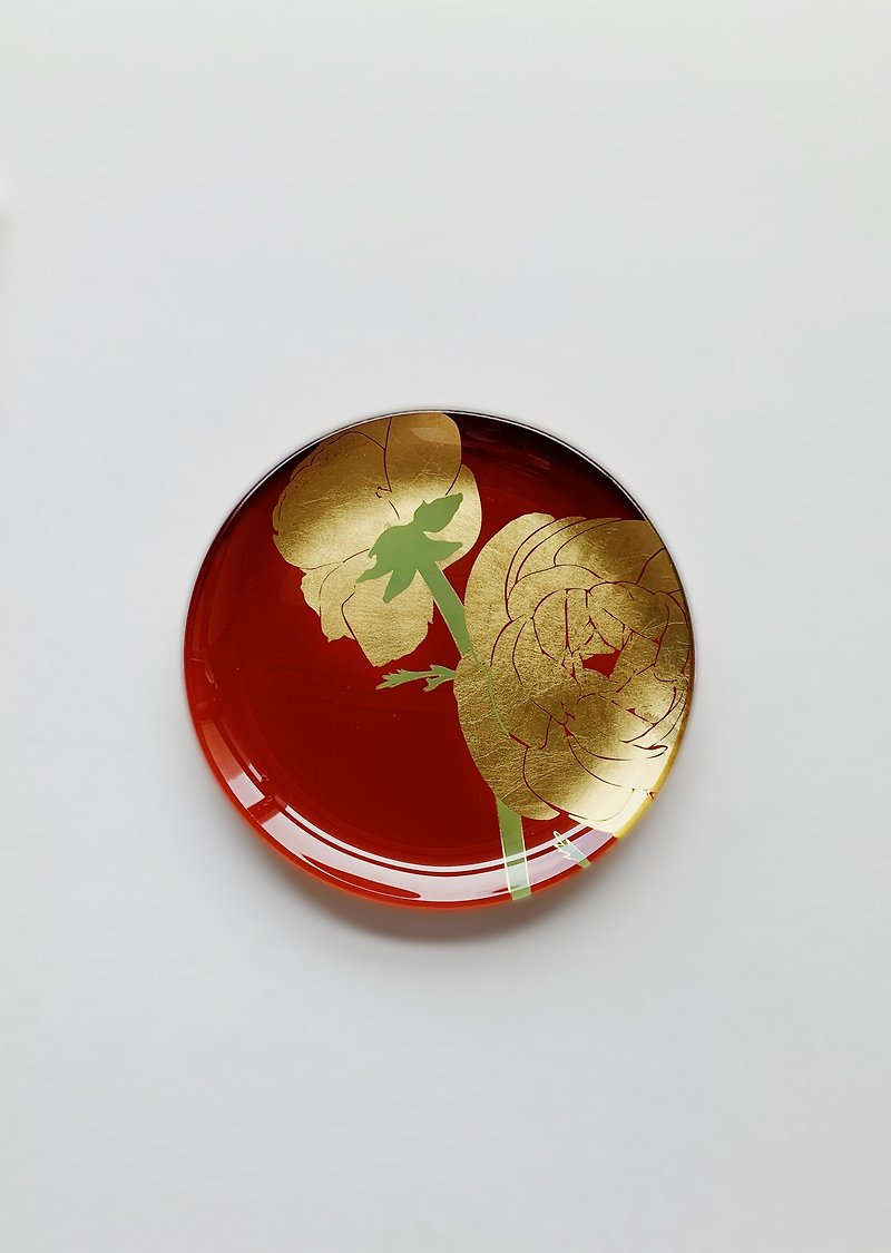 First_ Gold Foil Medium Round Glass Plate - Items for Display - Glass Gold