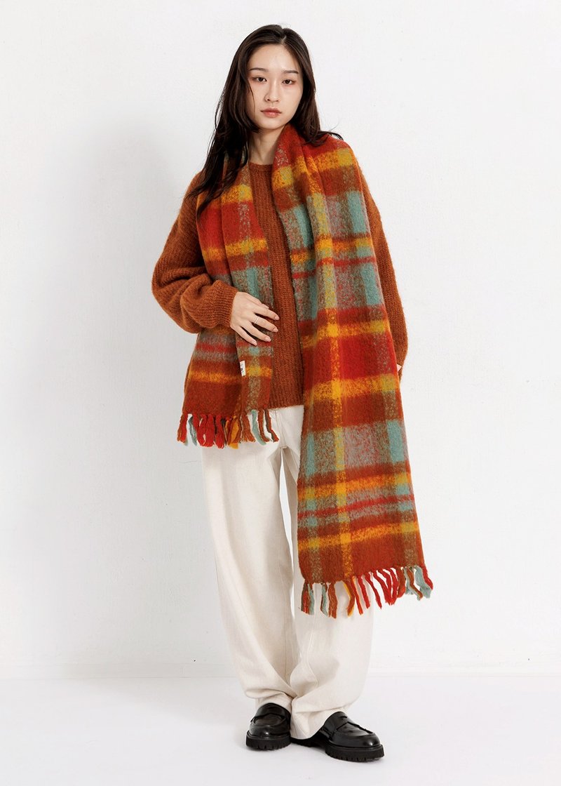 760 羊毛圍巾35 - 肉桂橘 - 圍巾/披肩 - 羊毛 