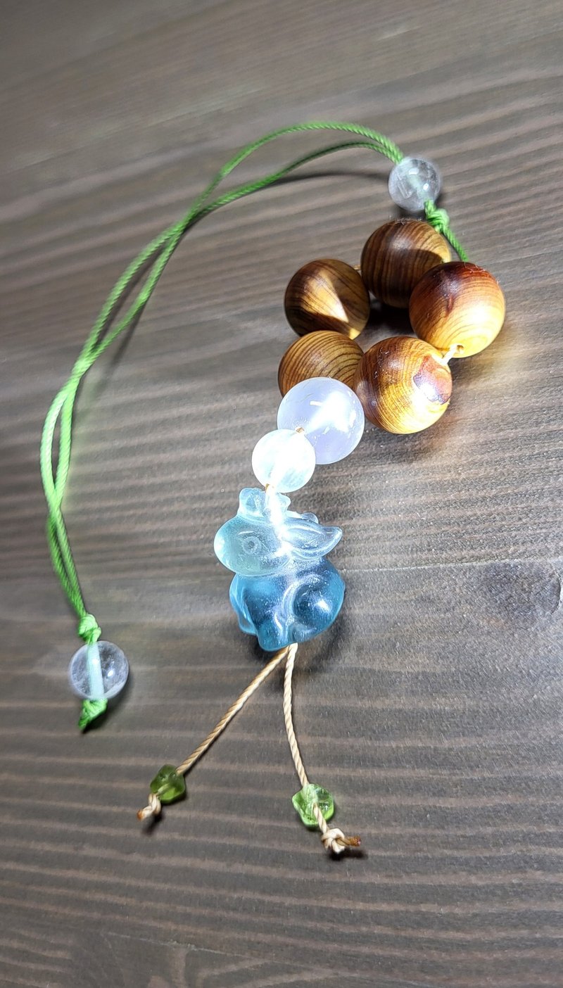 Bedside hangings•Good Night Series•Crown Rabbit Stone+ Thuja Blessings for sweet dreams - Charms - Wood Green