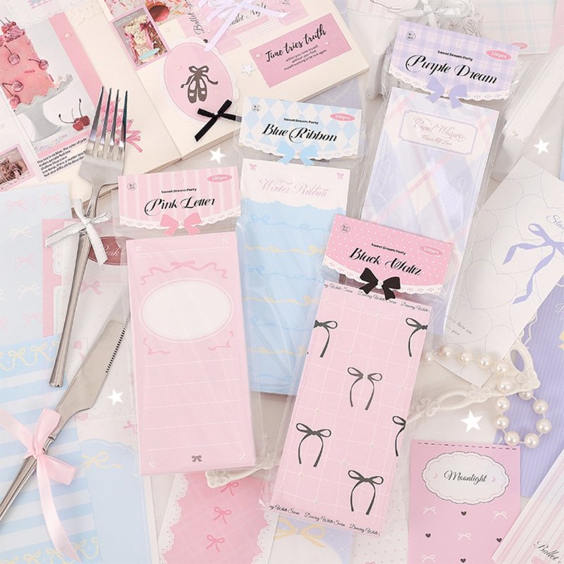 【Sweet Dream Party】Plan List Message Note Notes Sticky Notes Practical Notebook Materials 4 Types - Sticky Notes & Notepads - Paper 