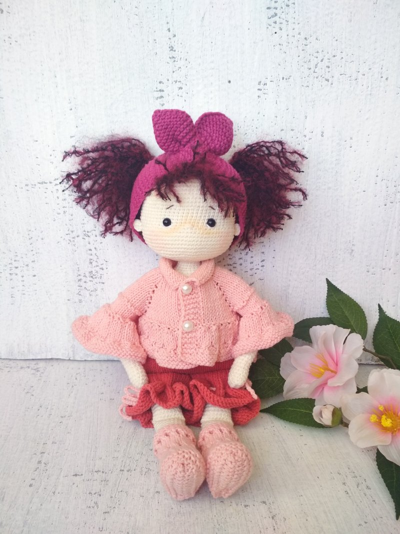 Crochet waldorf doll. Tilda doll amigurumi. Interior art doll waldorf crocheted. - Kids' Toys - Other Materials Pink