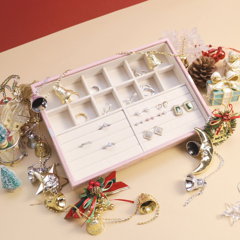 納件小飾(霞暮粉、莫蘭迪綠) I 質感居家絨布珠寶盒 飾品收納 - 居家收納/收納盒/儲物盒 - 其他材質 多色