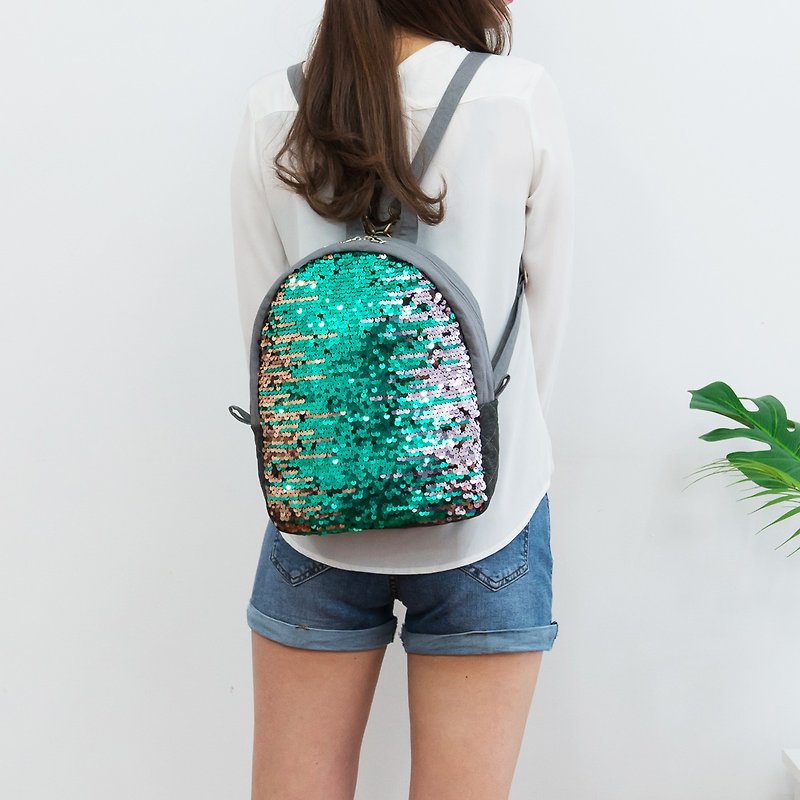 Sequins Backpack Messenger Bags  - Backpacks - Cotton & Hemp Multicolor