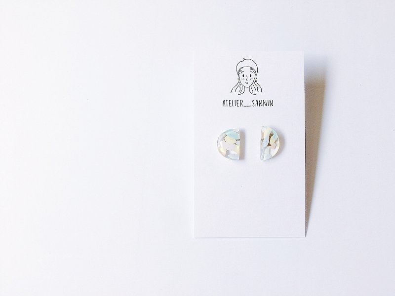 糖果寶石系列-西瓜蘋果 手繪 耳針 手工耳環 - 耳環/耳夾 - 其他材質 藍色