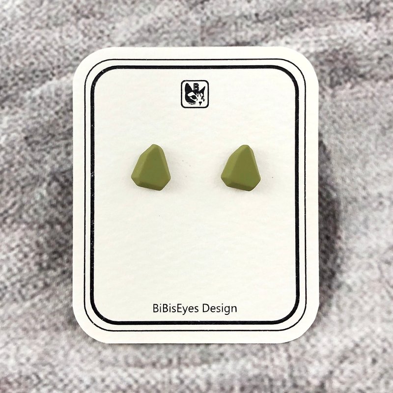 比比趣味嚴選系列-綠色小石頭 純銀耳針 送禮自用兩相宜 - 耳環/耳夾 - 其他材質 