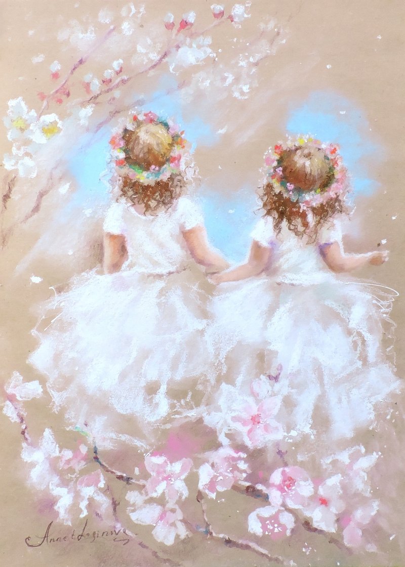 Two Springs. Giclée Print Painting On Canvas. - ตกแต่งผนัง - วัสดุอื่นๆ หลากหลายสี