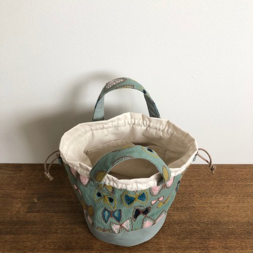 受注製作 巾着バッグ ミナペルホネン sky flower ハンドメイド