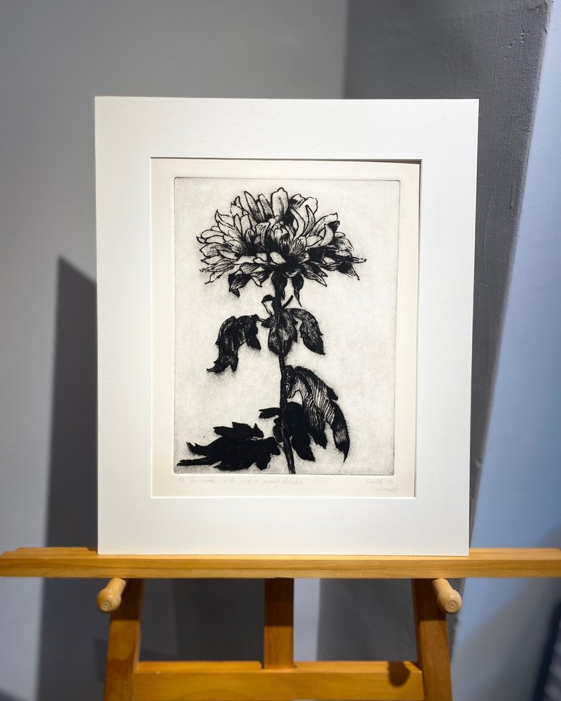 Smith Roosevelt 1976 - 藝術家簽名版畫 - 菊花 - 海報/掛畫/掛布 - 紙 黑色