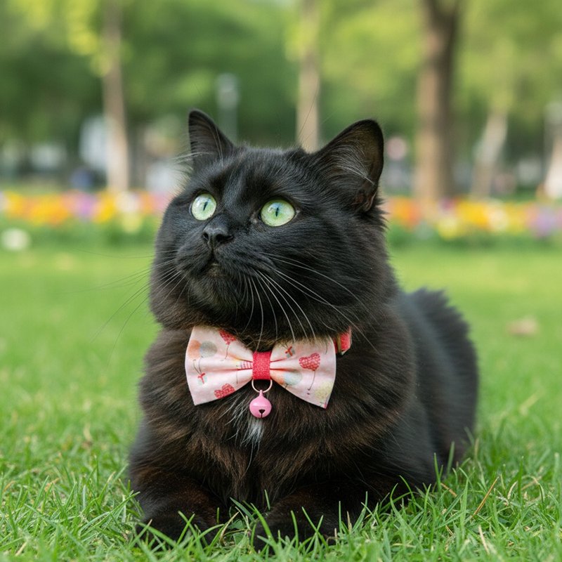 氣球款 蝴蝶結寵物裝飾項圈 貓咪 小型犬 迷你犬 - 項圈/牽繩 - 棉．麻 粉紅色