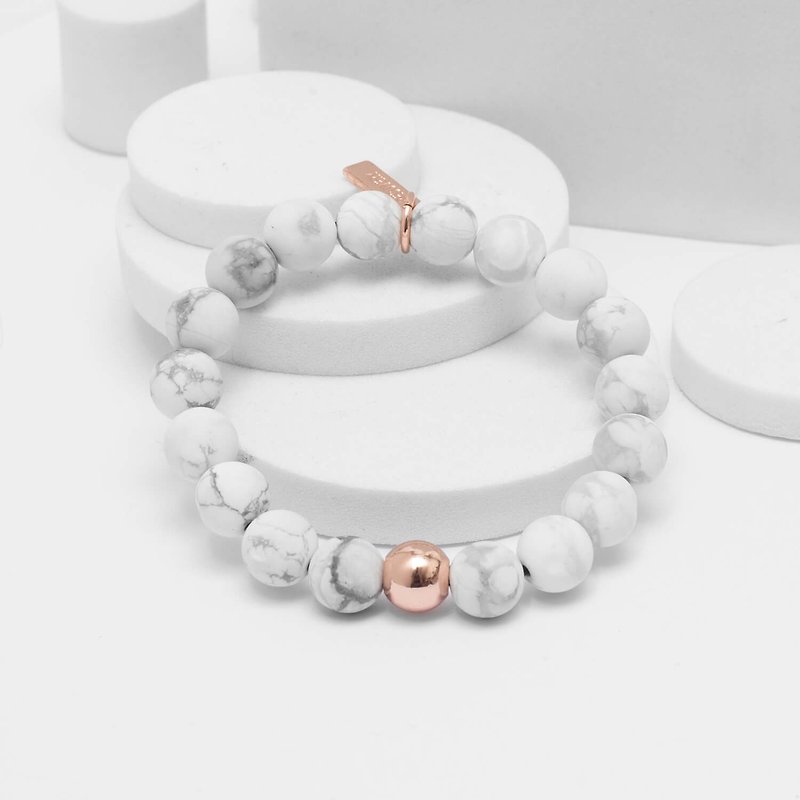 Recovery matte 8MM natural beaded bracelet (rose gold) - Bracelets - Stone Pink