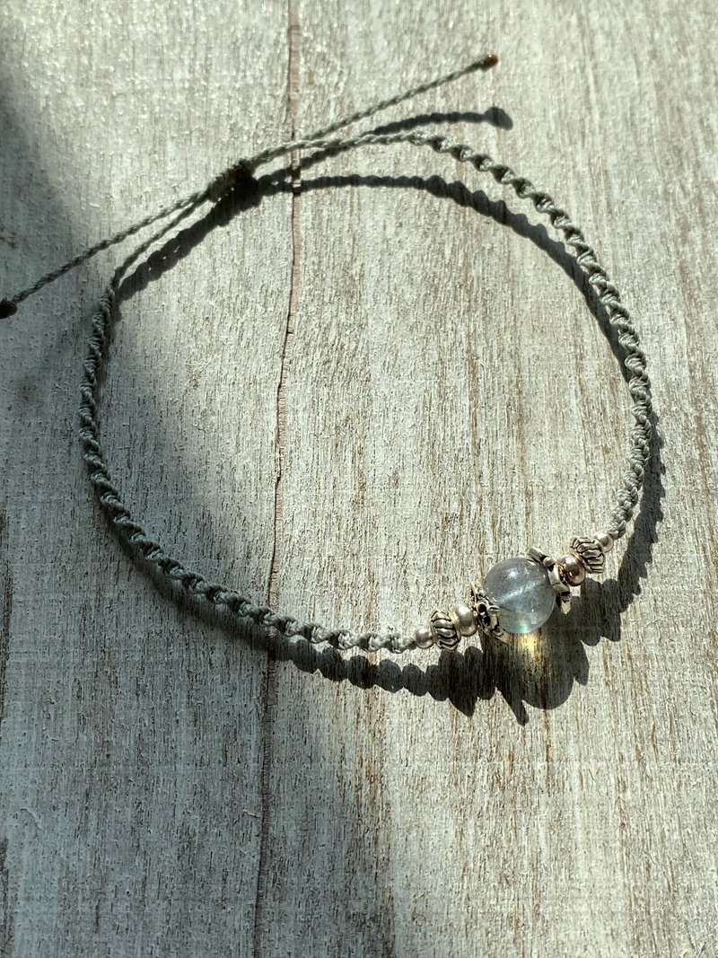 Fine Lace Series Gray Moonlight Sterling Silver Braided Bracelet Natural Stone Bracelet - Bracelets - Sterling Silver Gray