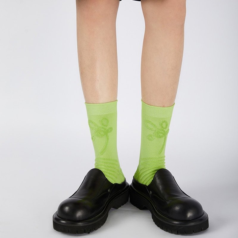 立體起毛花襪 - 襪 - 棉．麻 粉紅色