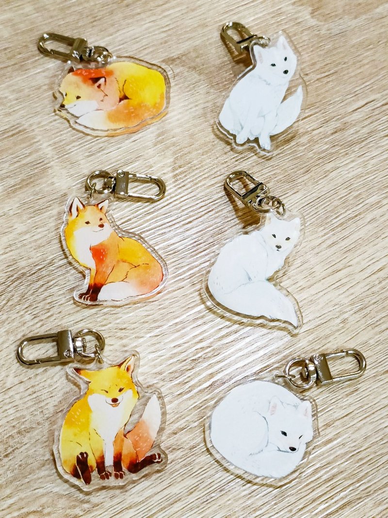 Red Fox/White Fox/Fox Double Sided Acrylic Charm - พวงกุญแจ - อะคริลิค หลากหลายสี