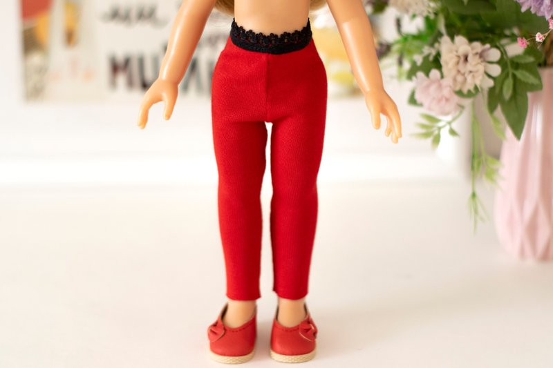 Leggings for dolls Paola Reina, Siblies RRFF, Little Darling, 娃娃紧身衣, 娃娃衣服 娃娃配件 - ตุ๊กตา - ผ้าฝ้าย/ผ้าลินิน สีแดง