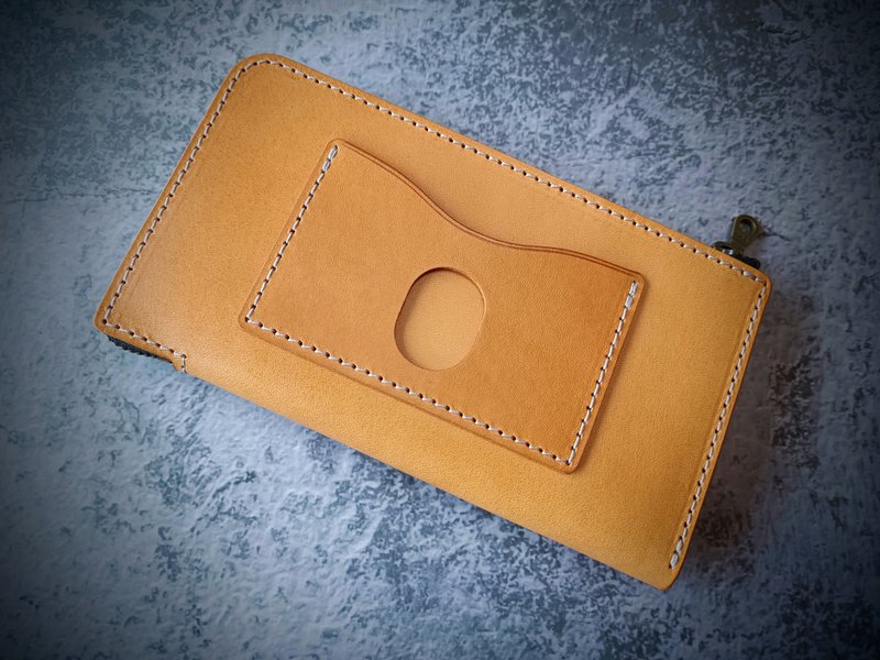 手工皮件 金鞄銀  植鞣革 真皮 L型拉鍊 長夾 護照夾 皮夾 錢包 - 銀包 - 真皮 