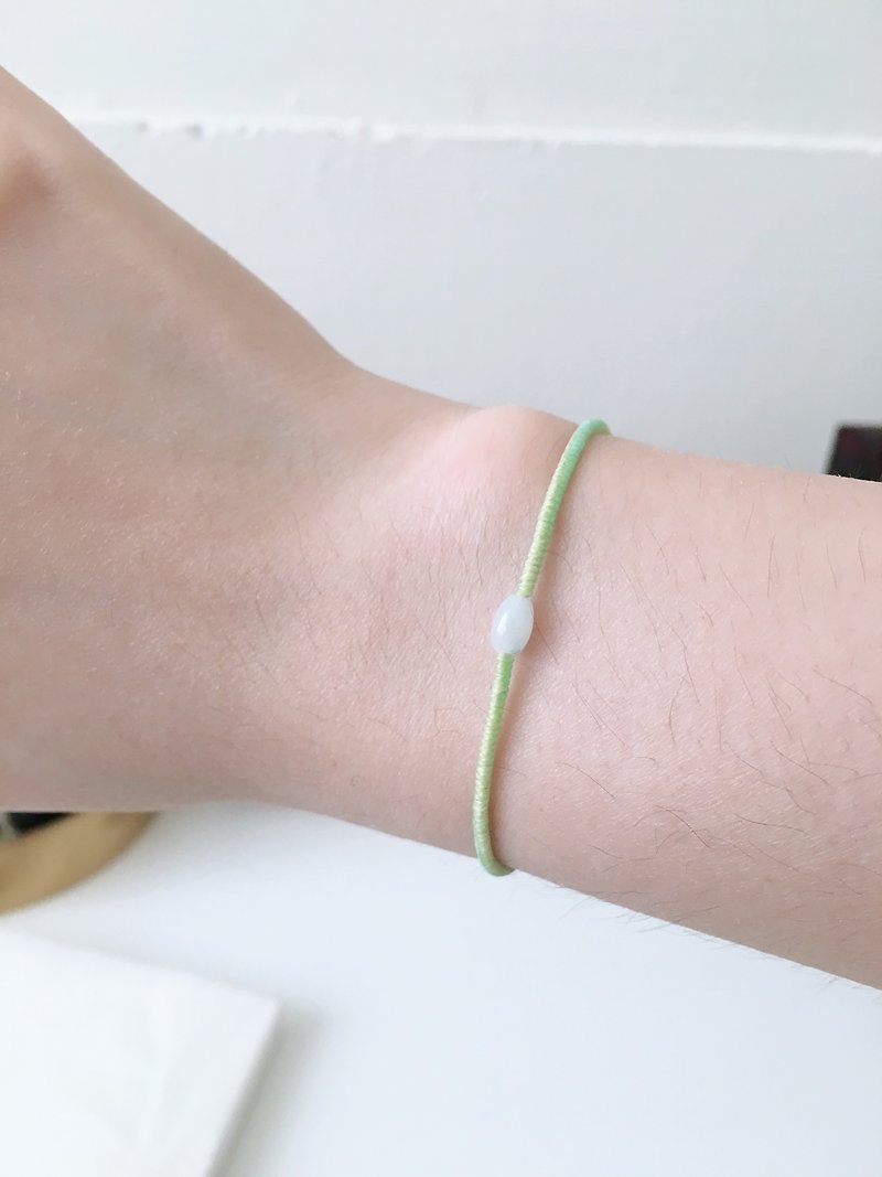 磷葉 翡翠轉運珠 薄荷綠+粉黃 極細 蠟線手環 人緣 - 手鍊/手環 - 其他材質 綠色
