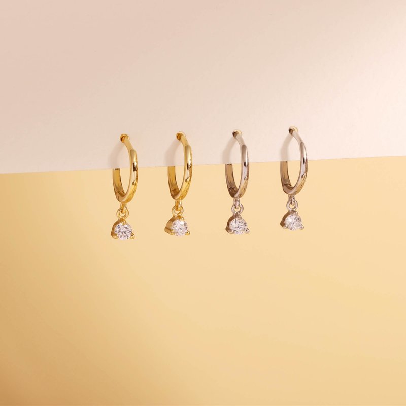 Hoop Earrings Huggie Earrings Gold Jewelry Silver Earrings Bridal Jewelry - ต่างหู - เงิน สีทอง