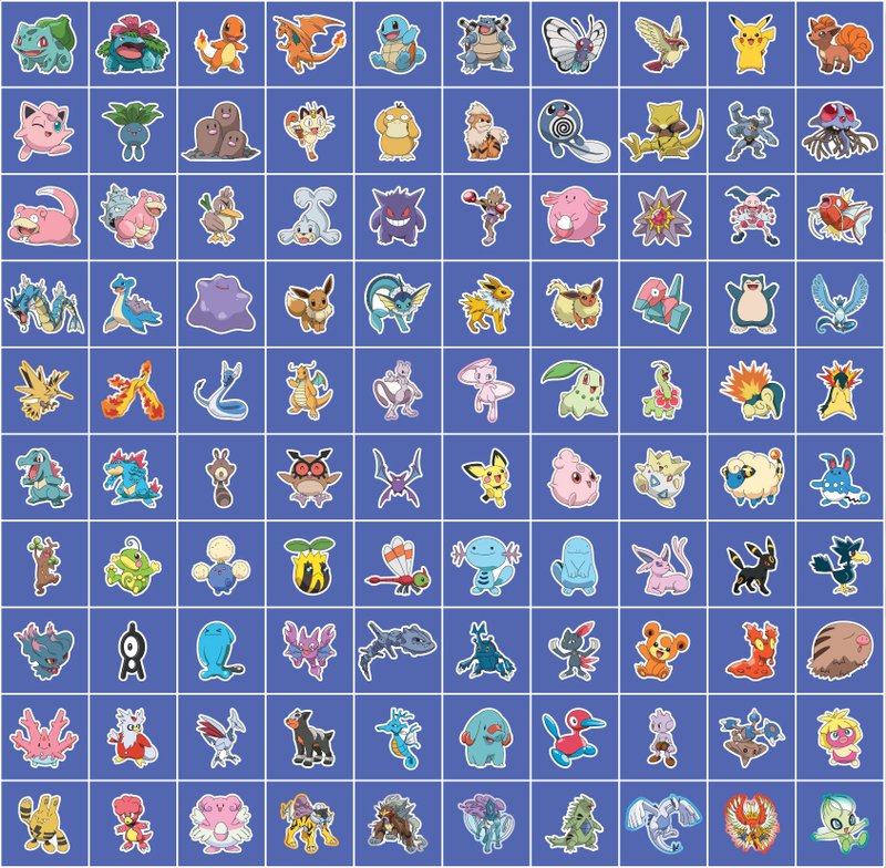 QuickFilm 静電跡なし蓄光ウォールステッカー (I) - ポケモン (10パックランダムアソート) - ウォールデコ・壁紙 - プラスチック 
