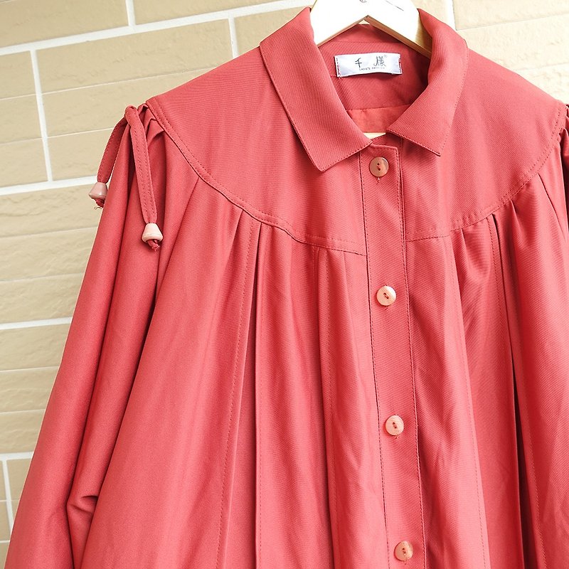 │Slowly │ small red cap umbrella - ancient coat coat │ vintage. Retro. - Women's Casual & Functional Jackets - Polyester Multicolor