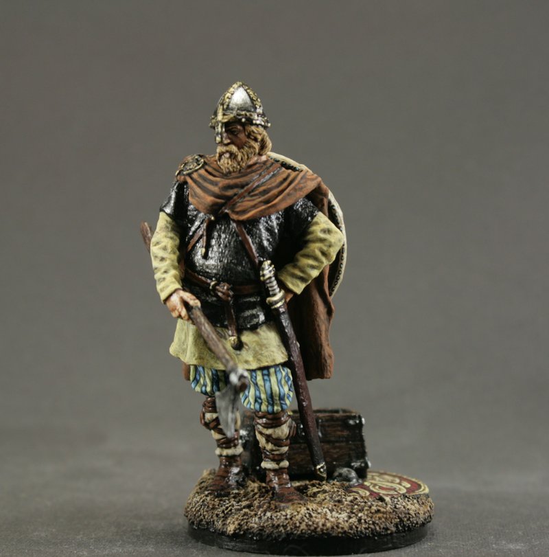 Statuette Tin soldier 54 mm Viking, Miniature Home Decor Gift for Man - 公仔/玩偶 - 其他金屬 卡其色