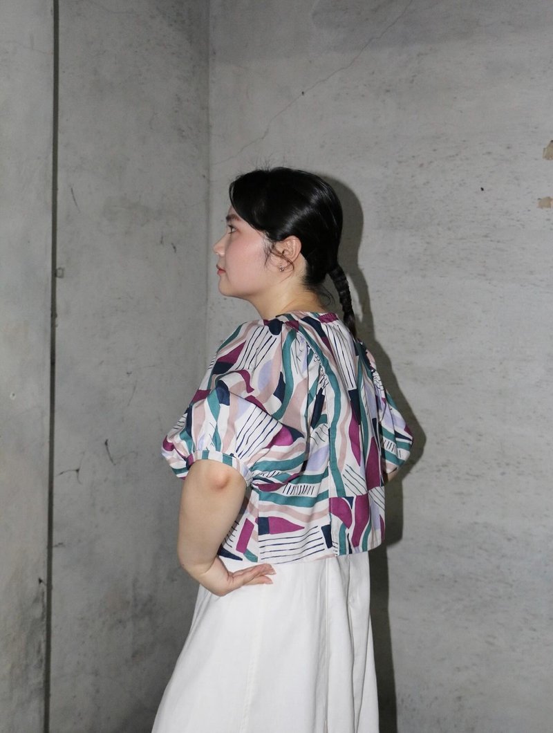圓領蓬袖外套(短袖) - 地下舞廳 - 女大衣/外套 - 棉．麻 白色