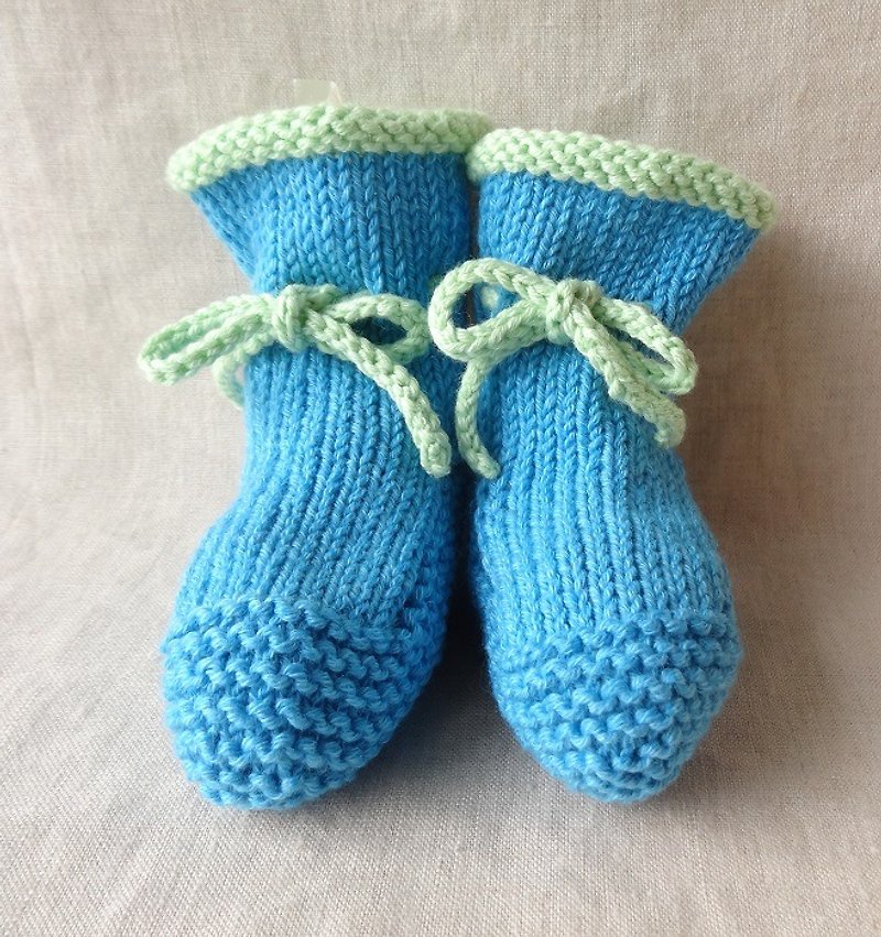 Organic ● ● baby bootie ROWAN wool × cotton 6M ~ 222 - Baby Gift Sets - Other Materials Blue