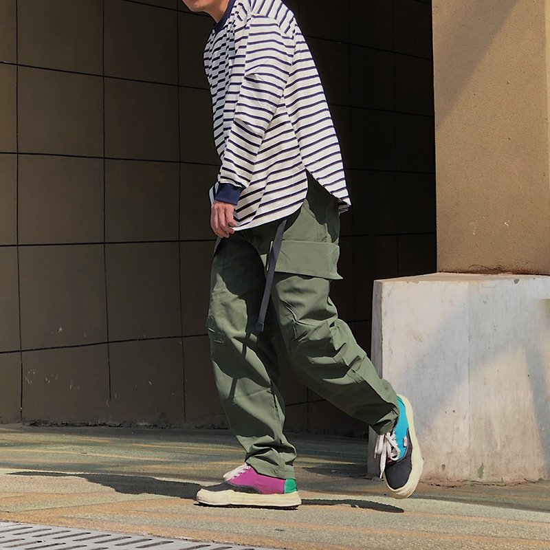Outdoor functional large pocket Japanese CITYBOY loose overalls - กางเกงขายาว - วัสดุอื่นๆ 