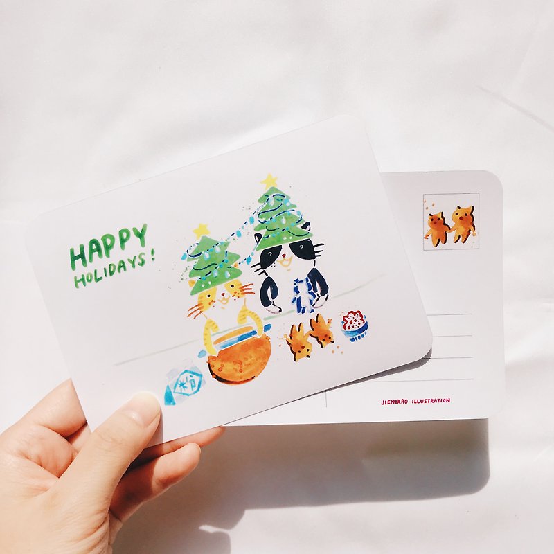 薑餅貓 l 明信片 - 心意卡/卡片 - 紙 綠色