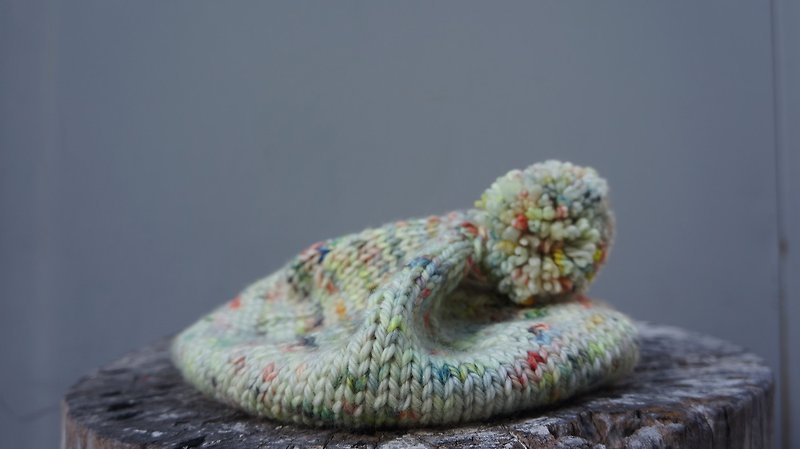 手織毛球毛線帽 - 帽子 - 羊毛 