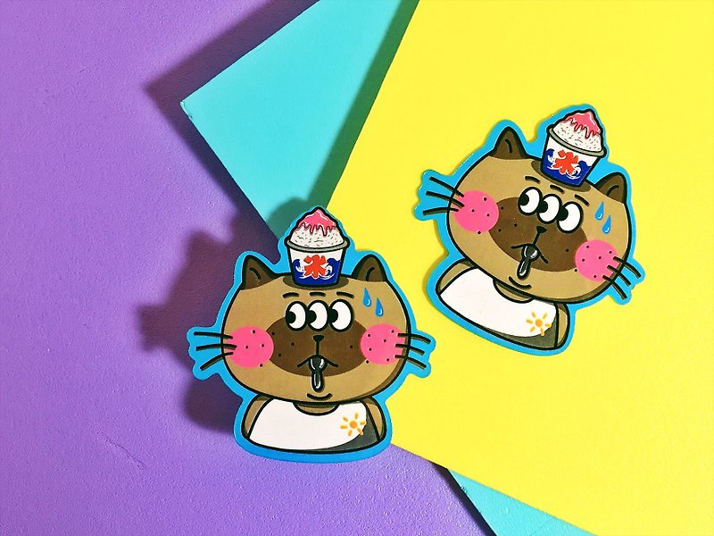 Summer cool cats / stickers - Stickers - Waterproof Material Brown